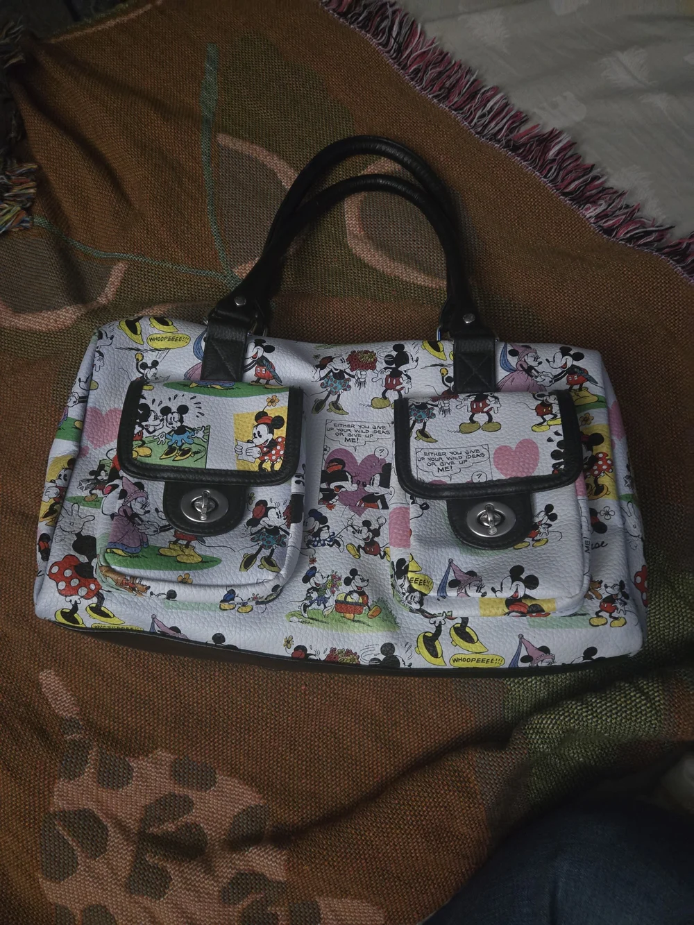 Authentic Disney Parks Comic-Print Mickey & Minnie Satchel